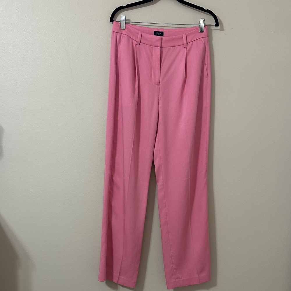 J. Crew Factory Womens Wide-Leg Pleated Trouser Pant Pink Sz 4 Preppy Office